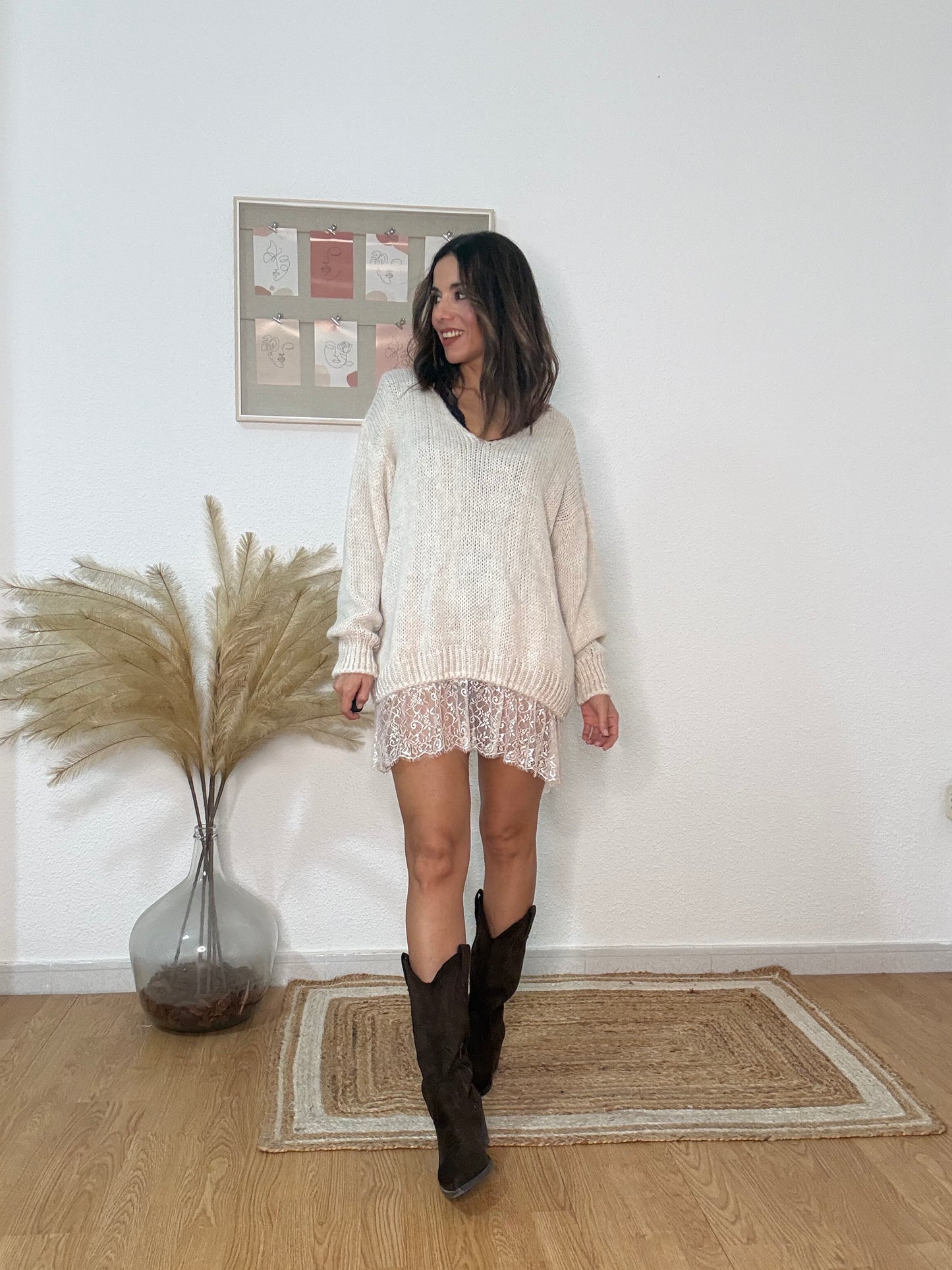 JERSEY SWEET ENCAJE beige