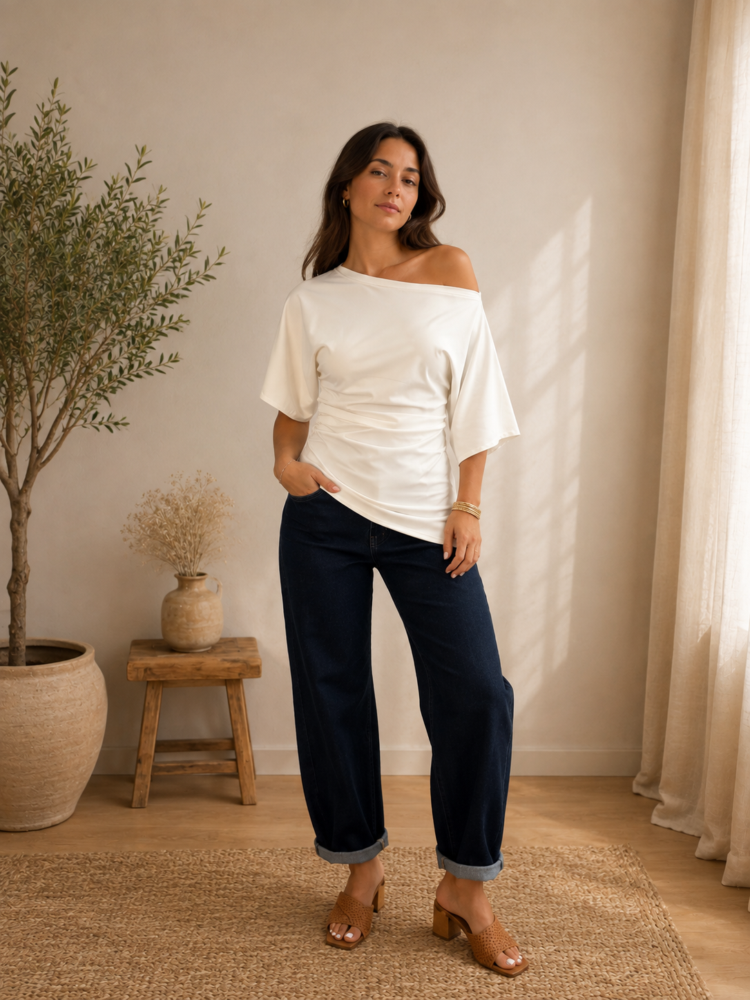 CAMISETA asimétrica blanca