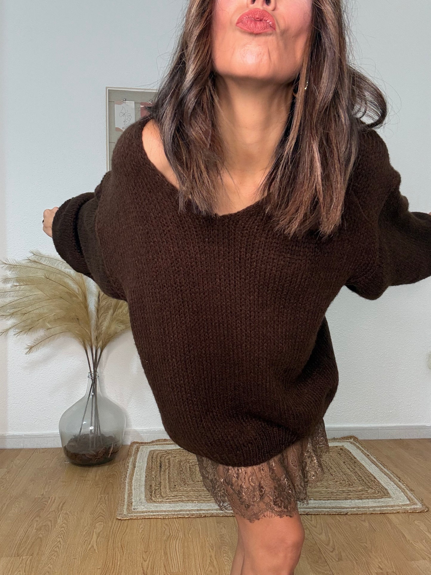 JERSEY SWEET ENCAJE chocolate