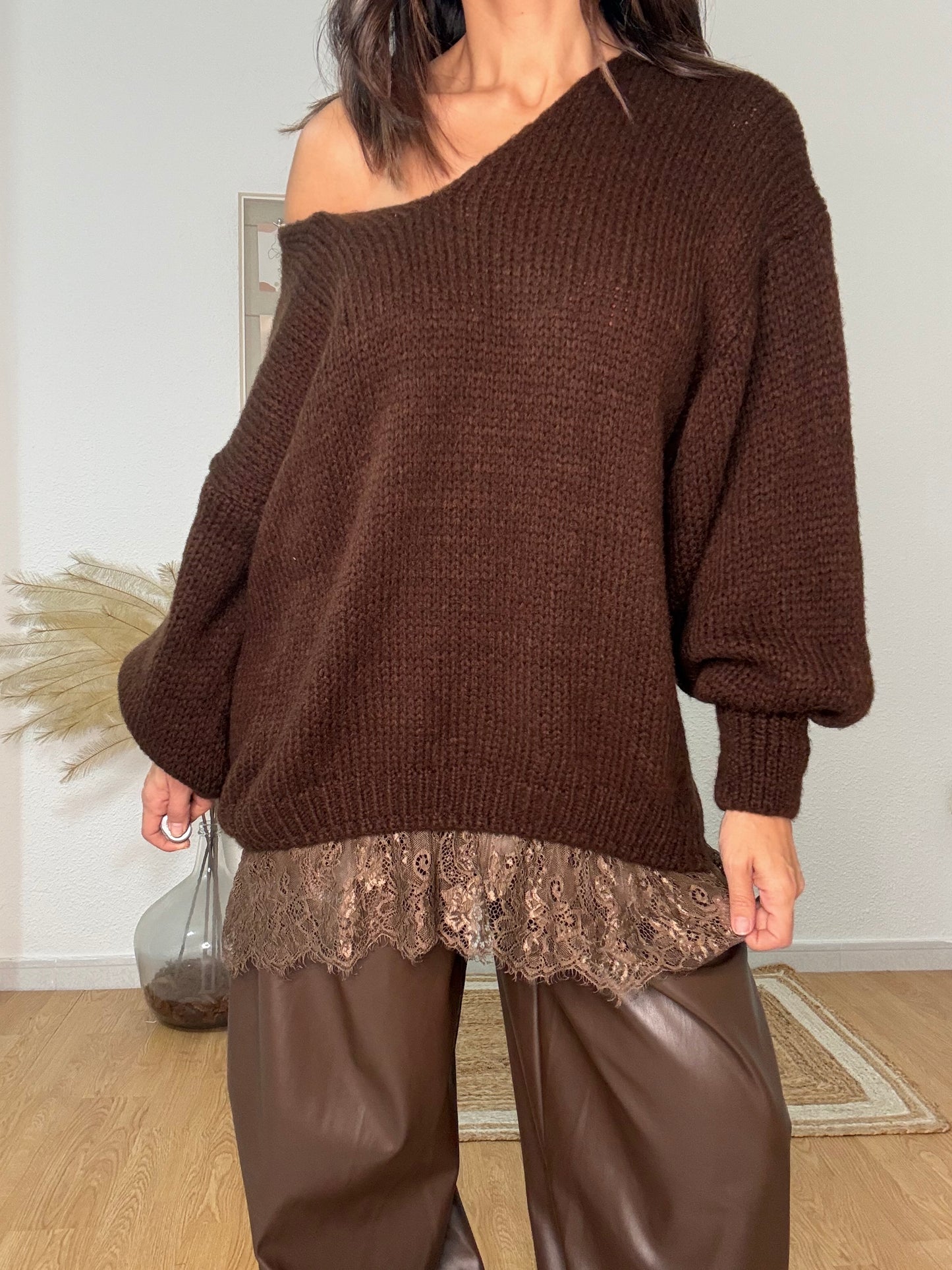 JERSEY SWEET ENCAJE chocolate