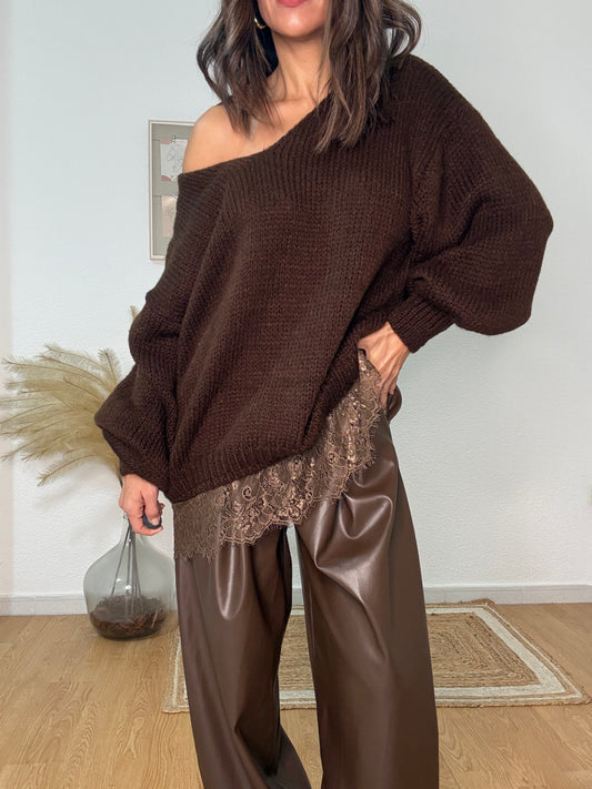 JERSEY SWEET ENCAJE chocolate