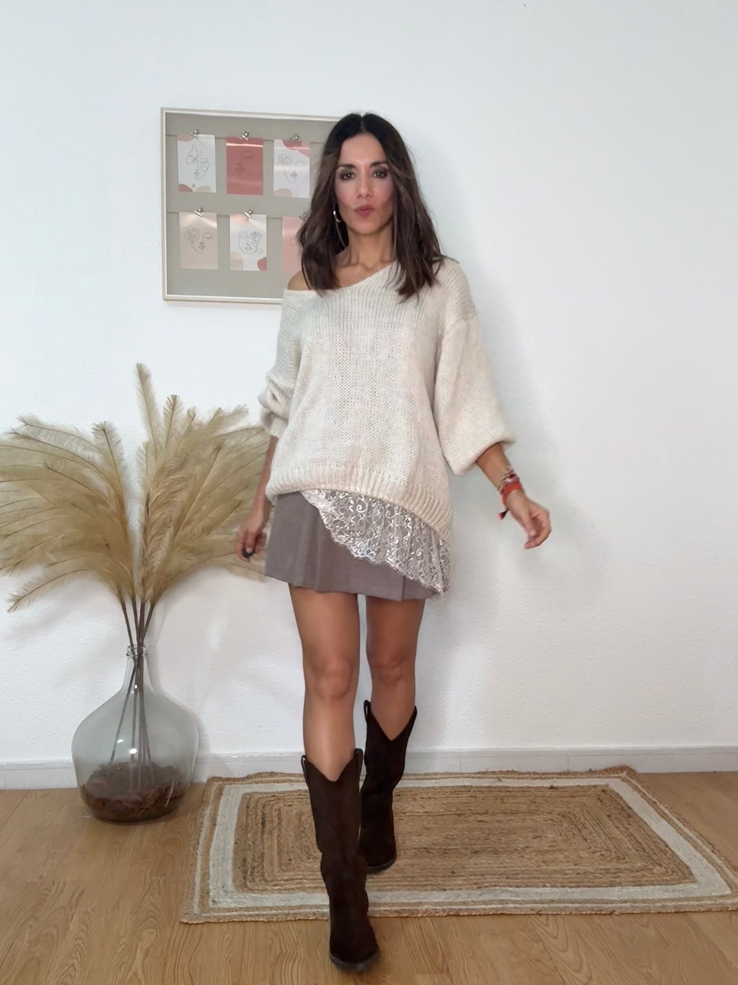 JERSEY SWEET ENCAJE beige