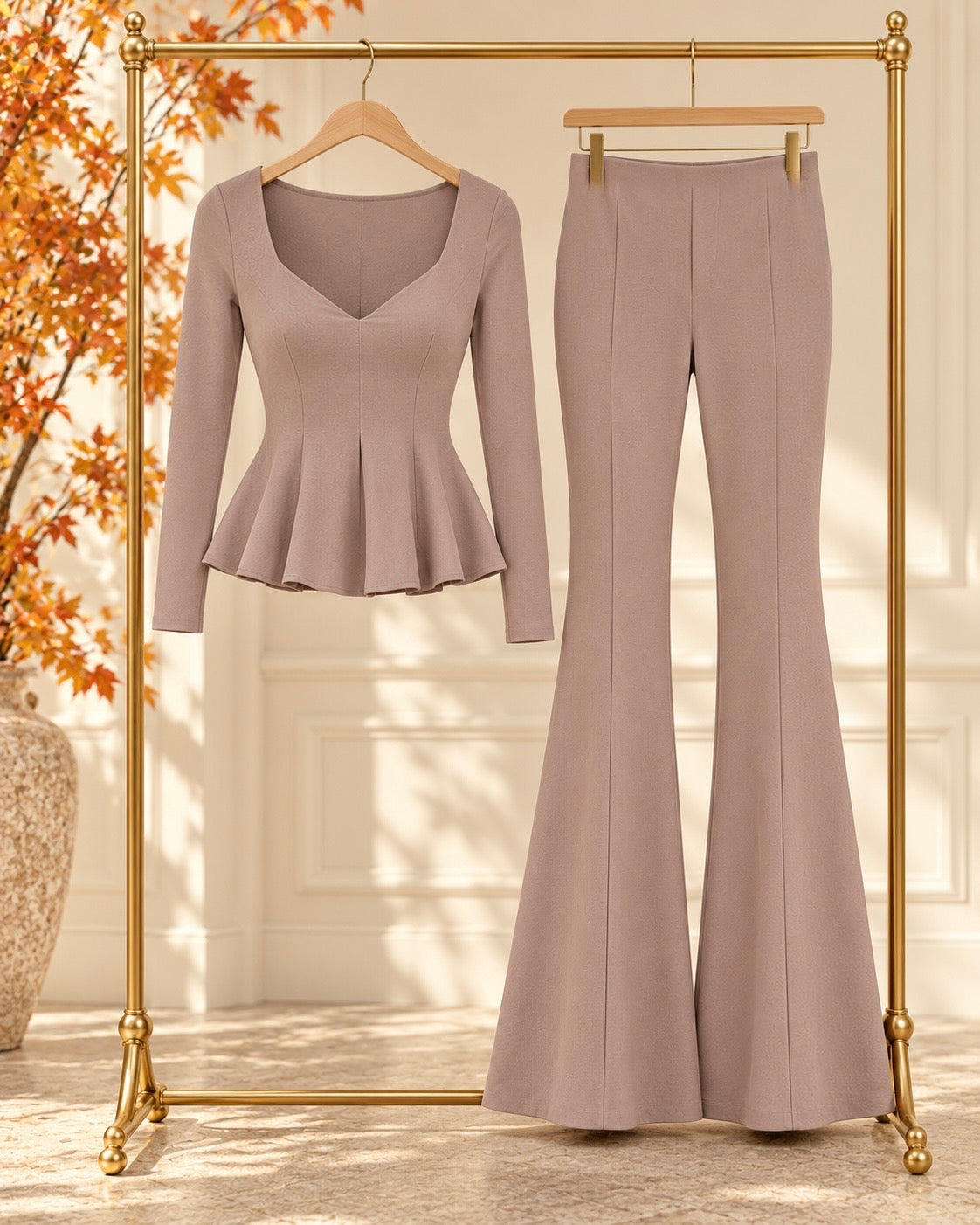 CONJUNTO Peplum taupe