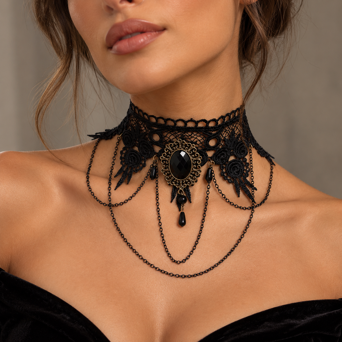 Choker negro encaje
