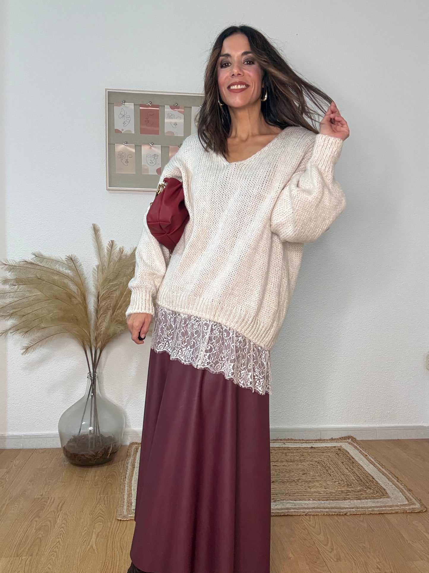 JERSEY SWEET ENCAJE beige