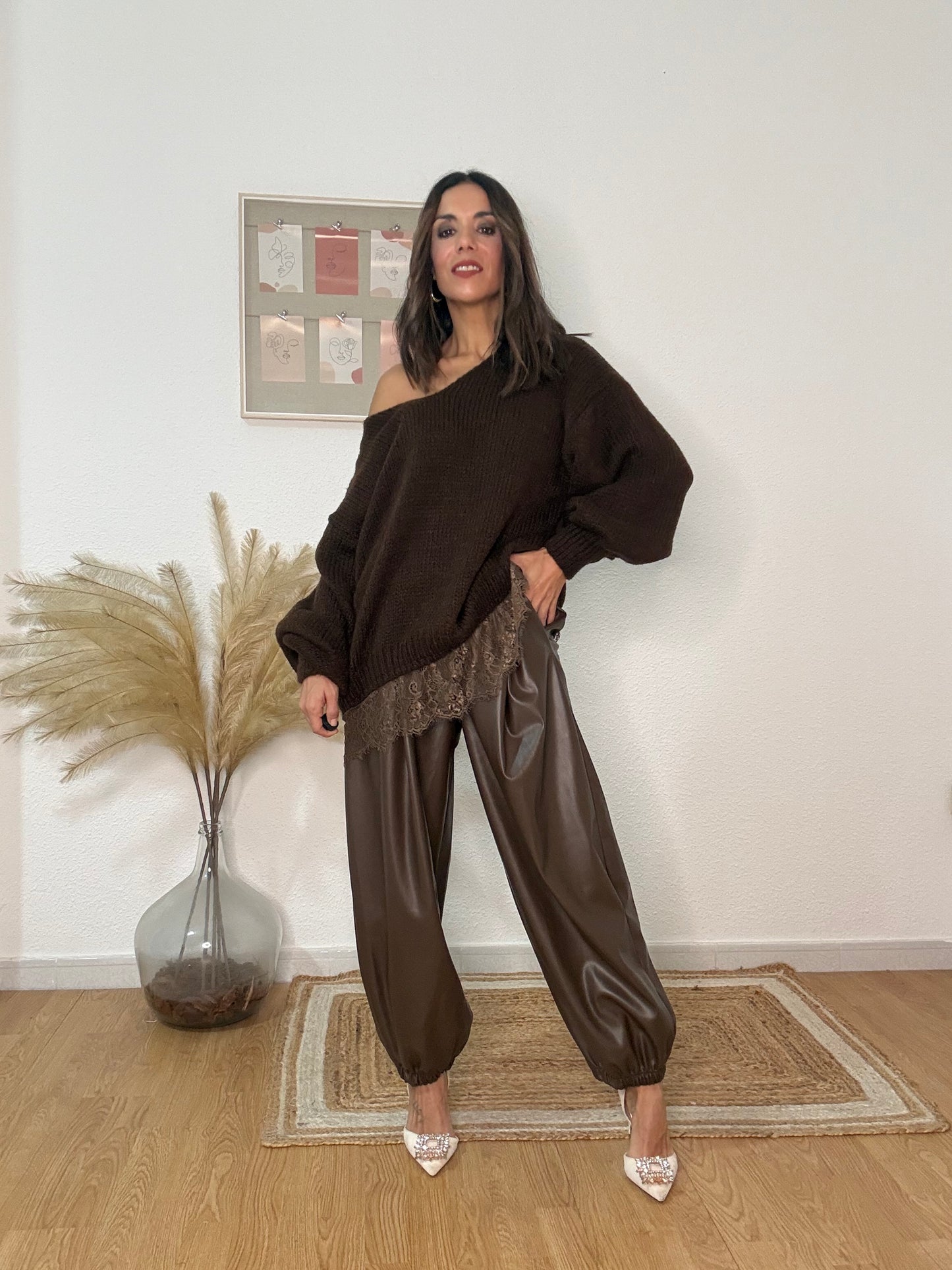 JERSEY SWEET ENCAJE chocolate