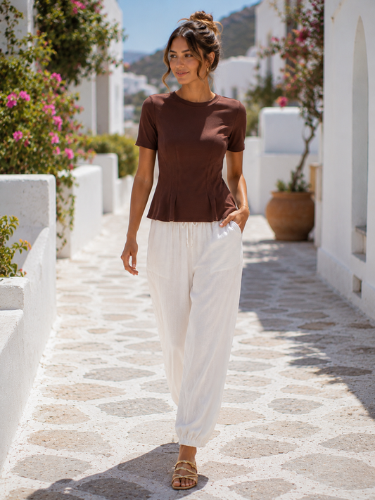 Pantalón bombacho blanco